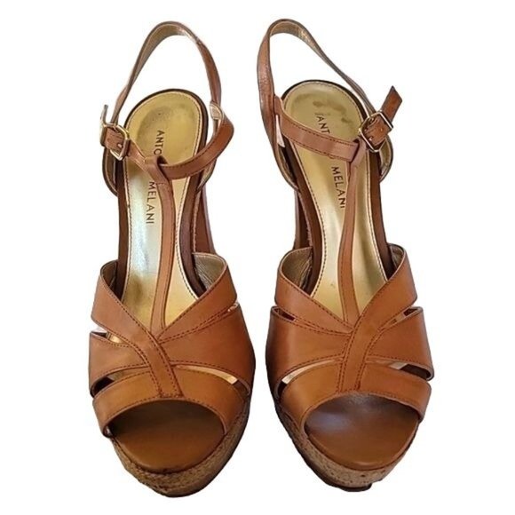 Antonio Melani Leather Bianca Block Heel Sandal size 7 - Picture 4 of 11